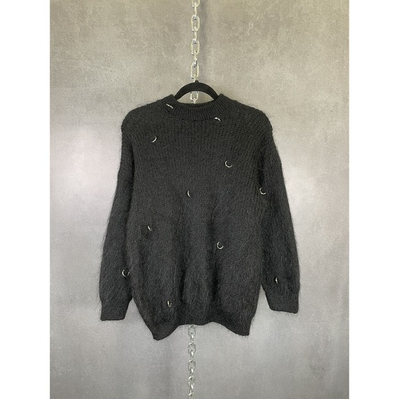 Vintage‎ 1980s Punk Black Pierced Mohair Sweater
